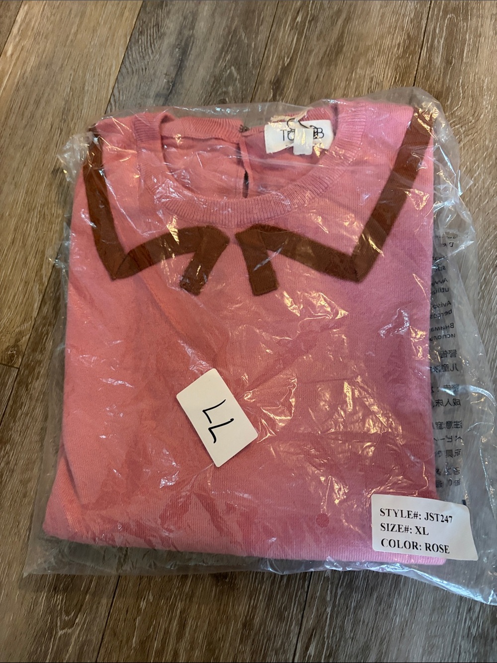 TULIP B | Pink Knit Sweater with Brown Bow Detail - Picture 12 of 15